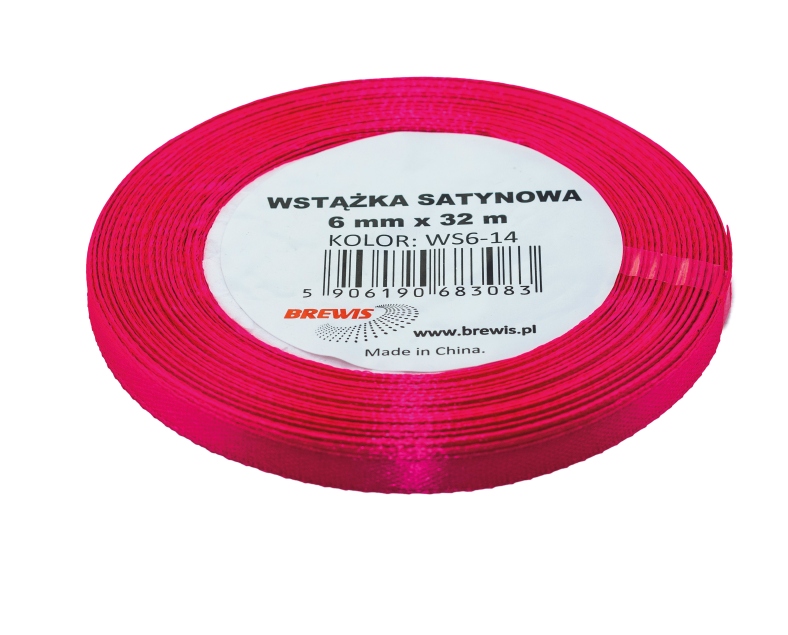 Wstążka satynowa 6mmx32m różowa neon Brewis